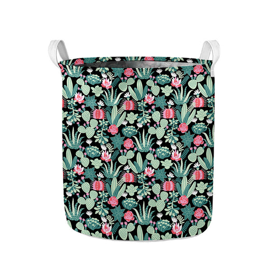 Cute Cactus And Succulent Print Collapsible Laundry Basket