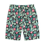 Cute Cactus And Succulent Print Cotton Shorts