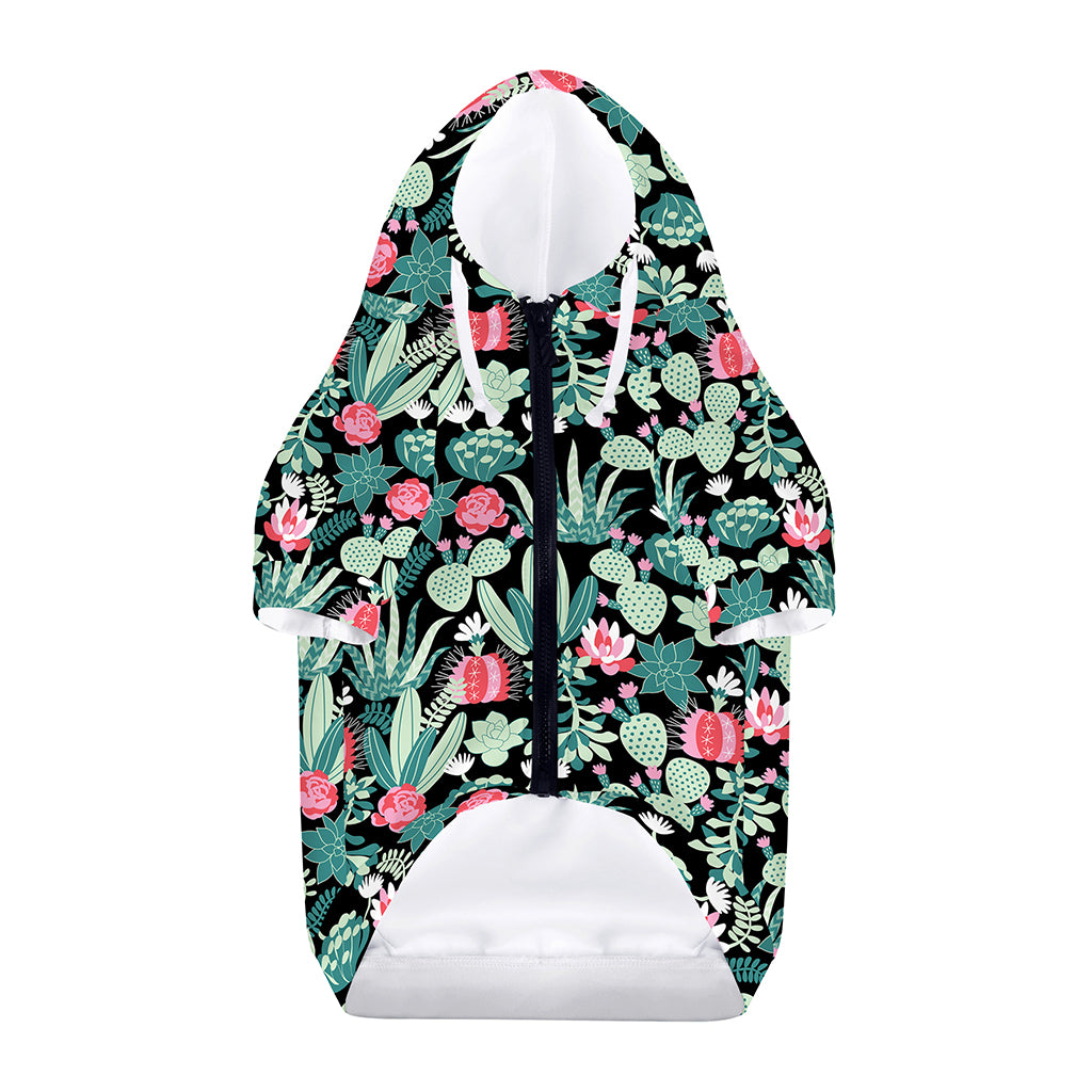 Cute Cactus And Succulent Print Dog Zip Up Hoodie