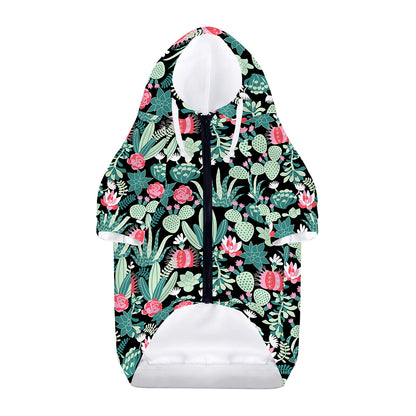 Cute Cactus And Succulent Print Dog Zip Up Hoodie