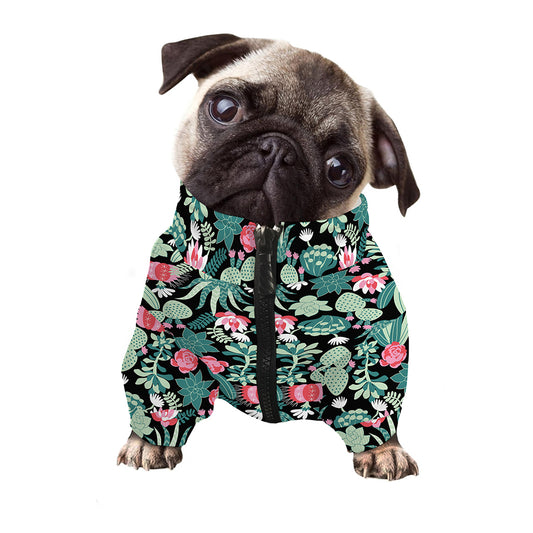 Cute Cactus And Succulent Print Dog Zip Up Jacket