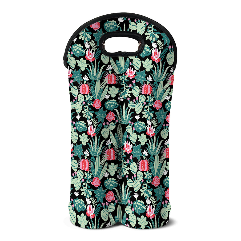 Cute Cactus And Succulent Print Double Neoprene Wine Tote