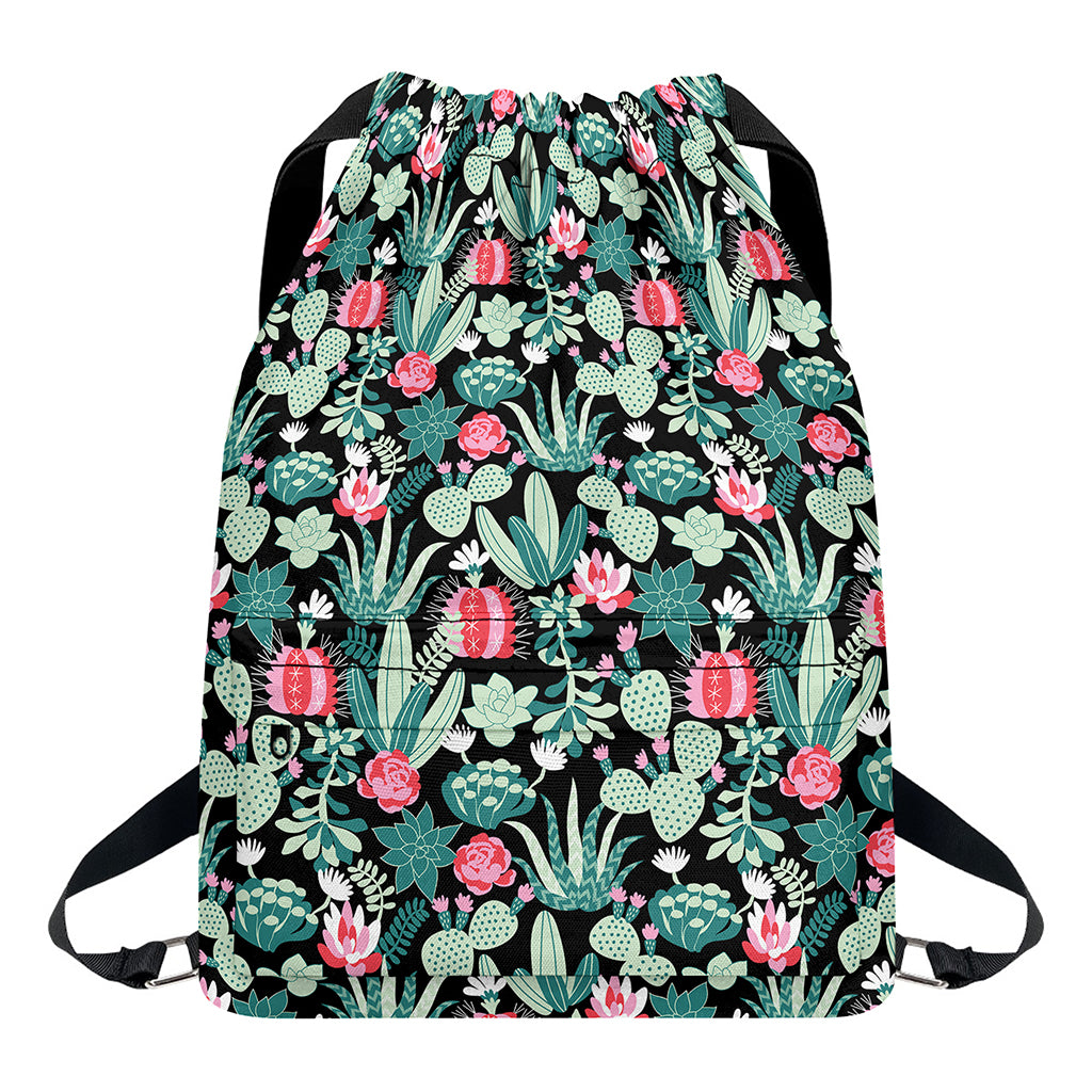 Cute Cactus And Succulent Print Drawstring Backpack