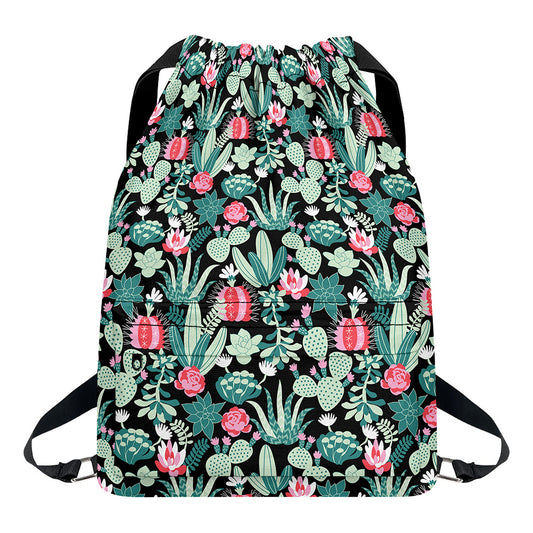Cute Cactus And Succulent Print Drawstring Backpack