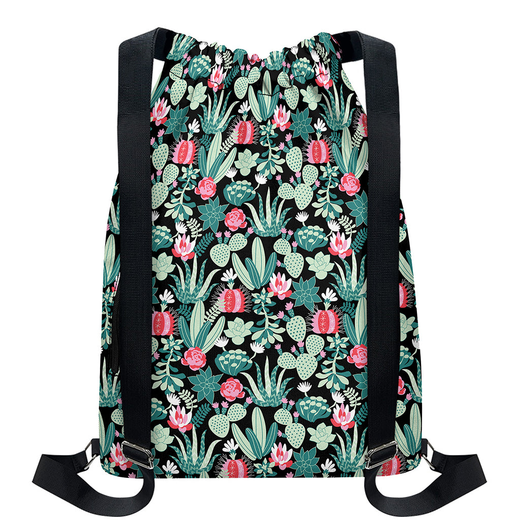 Cute Cactus And Succulent Print Drawstring Backpack