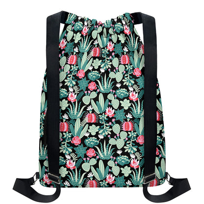 Cute Cactus And Succulent Print Drawstring Backpack