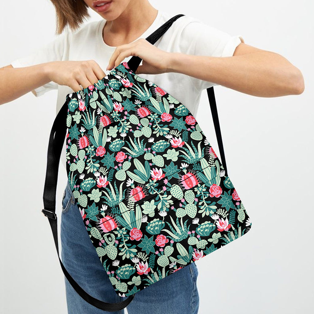 Cute Cactus And Succulent Print Drawstring Backpack