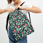 Cute Cactus And Succulent Print Drawstring Backpack