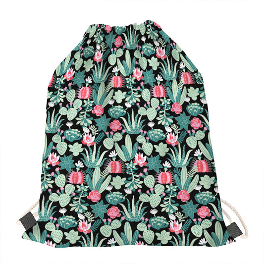 Cute Cactus And Succulent Print Drawstring Bag