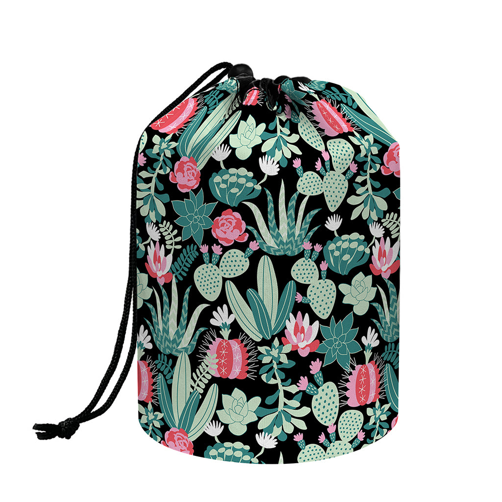 Cute Cactus And Succulent Print Drawstring Makeup Bag