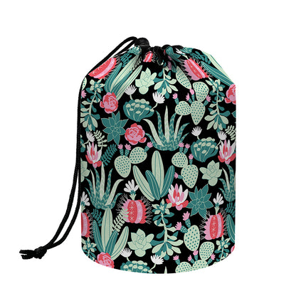 Cute Cactus And Succulent Print Drawstring Makeup Bag