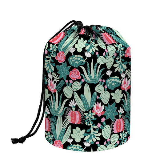 Cute Cactus And Succulent Print Drawstring Makeup Bag