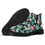 Cute Cactus And Succulent Print Flat Ankle Boots