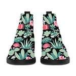 Cute Cactus And Succulent Print Flat Ankle Boots