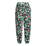 Cute Cactus And Succulent Print Fleece Lined Knit Pants
