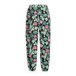 Cute Cactus And Succulent Print Fleece Lined Knit Pants