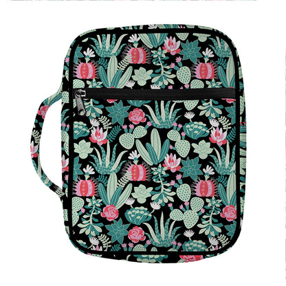 Cute Cactus And Succulent Print Front Pocket Bible Bag