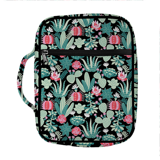 Cute Cactus And Succulent Print Front Pocket Bible Bag