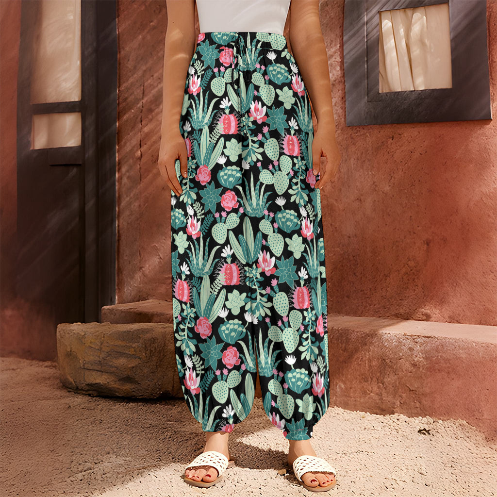Cute Cactus And Succulent Print Harem Pants