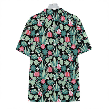 Cute Cactus And Succulent Print Hawaiian Shirt