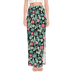 Cute Cactus And Succulent Print High Slit Maxi Skirt