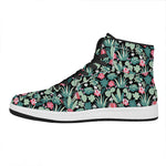 Cute Cactus And Succulent Print High Top Leather Sneakers