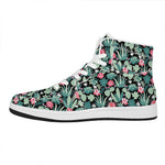 Cute Cactus And Succulent Print High Top Leather Sneakers