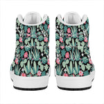 Cute Cactus And Succulent Print High Top Leather Sneakers