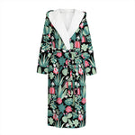 Cute Cactus And Succulent Print Hooded Bathrobe