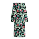 Cute Cactus And Succulent Print Hooded Bathrobe