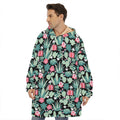 Cute Cactus And Succulent Print Hoodie Blanket
