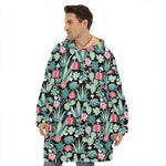 Cute Cactus And Succulent Print Hoodie Blanket