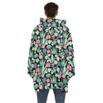 Cute Cactus And Succulent Print Hoodie Blanket