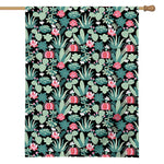 Cute Cactus And Succulent Print House Flag