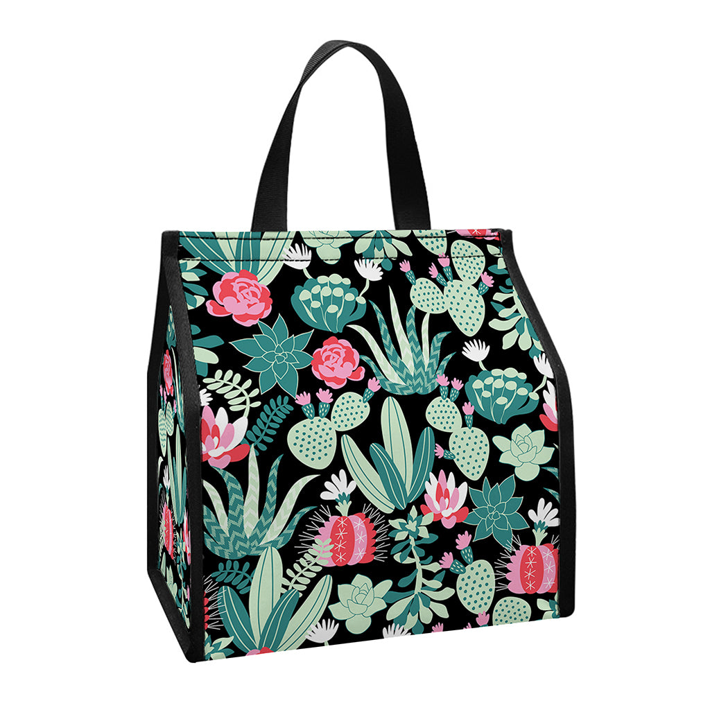 Cute Cactus And Succulent Print Insulated Lunch Tote