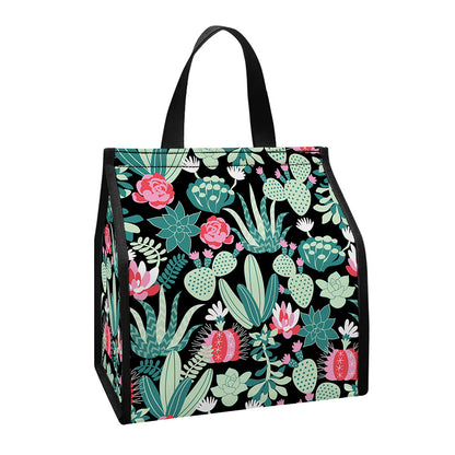 Cute Cactus And Succulent Print Insulated Lunch Tote