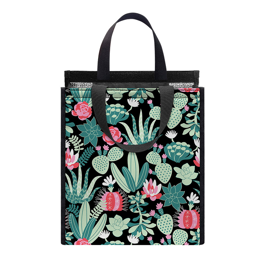 Cute Cactus And Succulent Print Insulated Lunch Tote