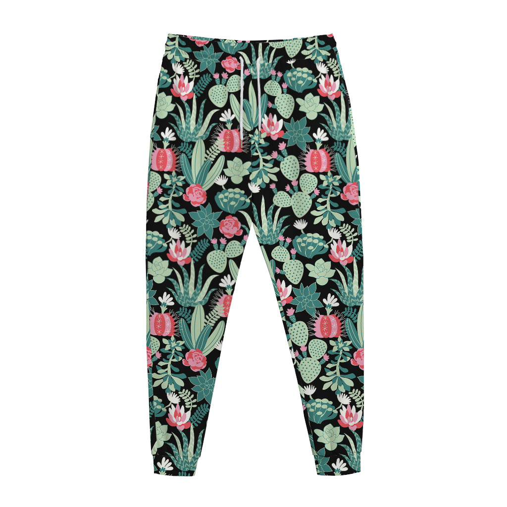 Cute Cactus And Succulent Print Jogger Pants