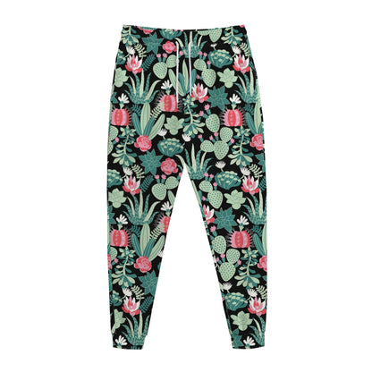 Cute Cactus And Succulent Print Jogger Pants