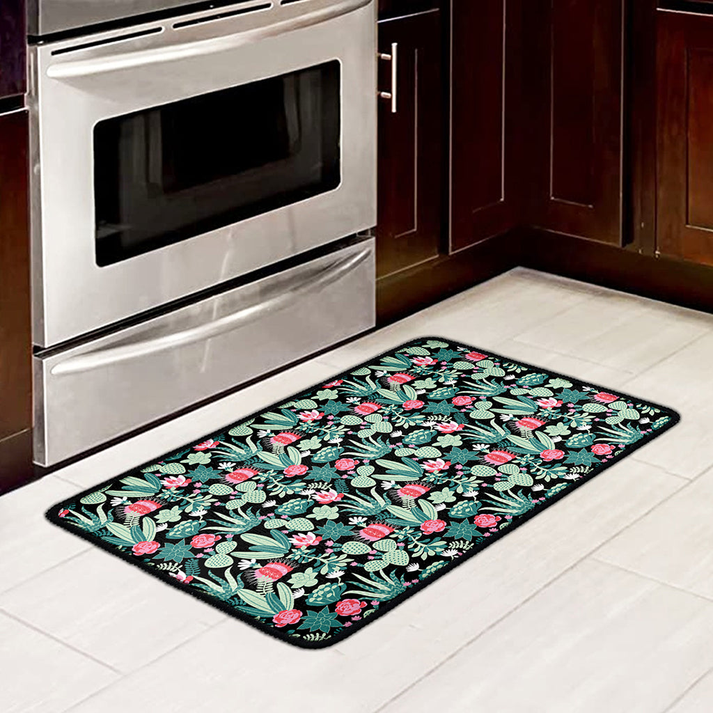 Cute Cactus And Succulent Print Kitchen Mat