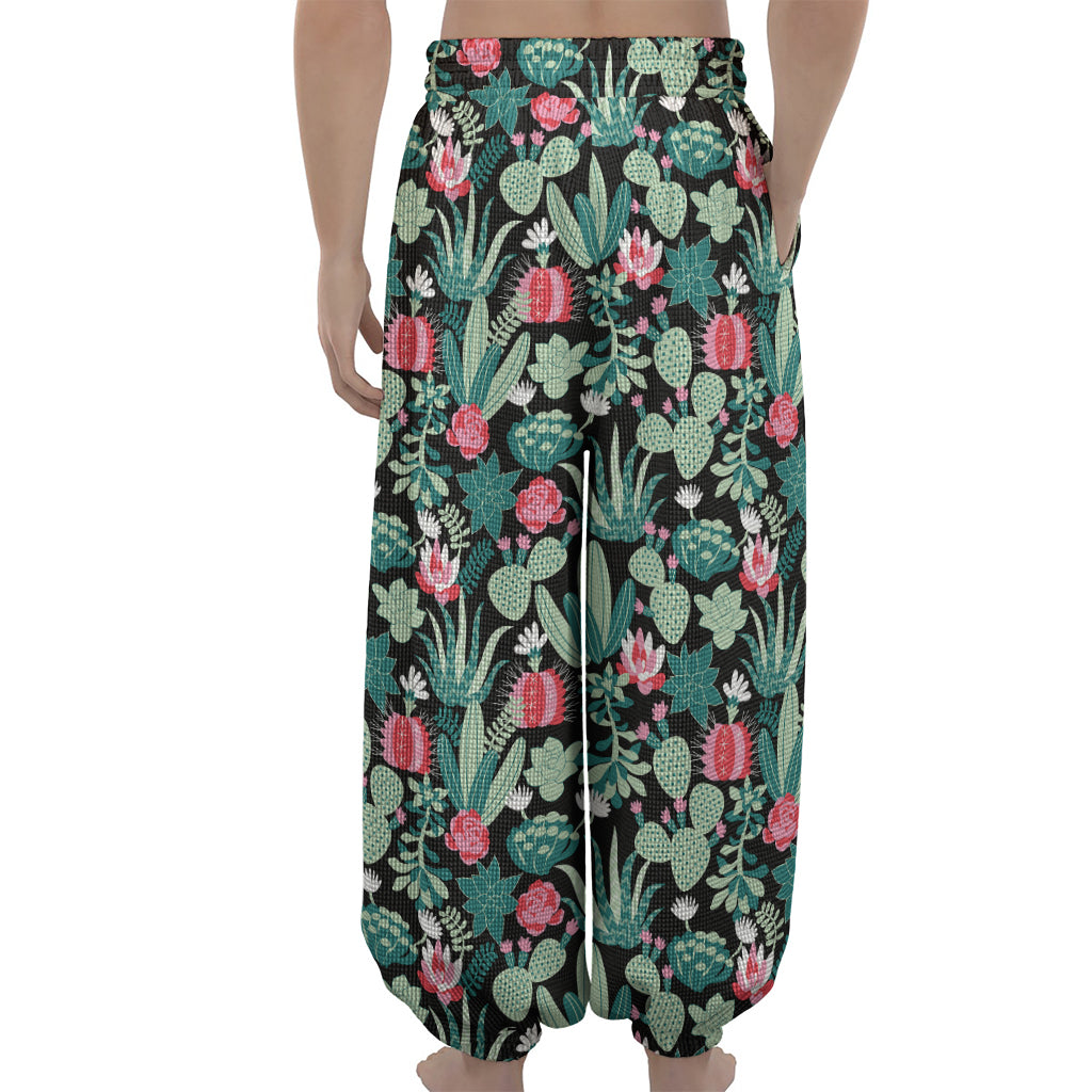 Cute Cactus And Succulent Print Lantern Pants