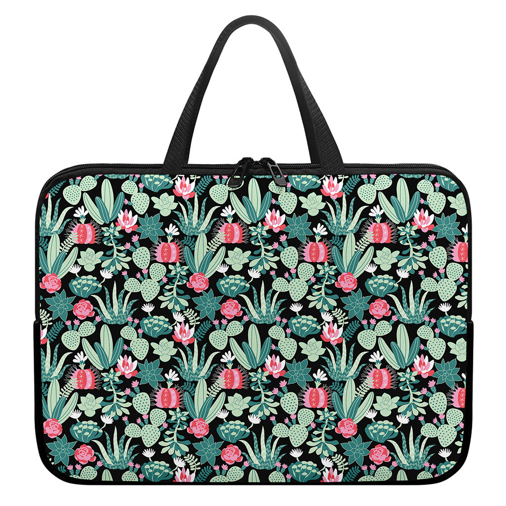 Cute Cactus And Succulent Print Laptop Sleeve With Handle