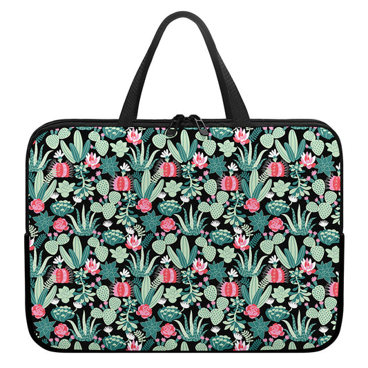 Cute Cactus And Succulent Print Laptop Sleeve With Handle