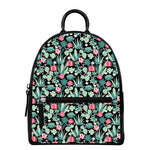 Cute Cactus And Succulent Print Leather Backpack