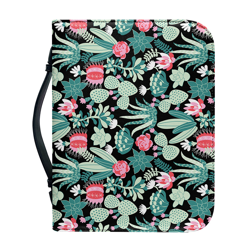 Cute Cactus And Succulent Print Leather Bible Cover