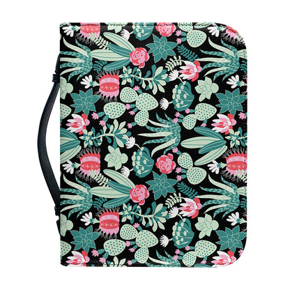 Cute Cactus And Succulent Print Leather Bible Cover