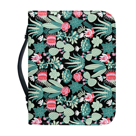 Cute Cactus And Succulent Print Leather Bible Cover