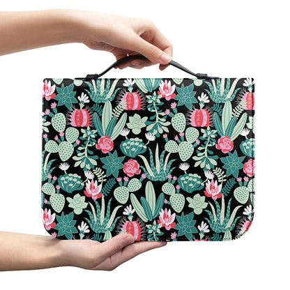 Cute Cactus And Succulent Print Leather Bible Cover