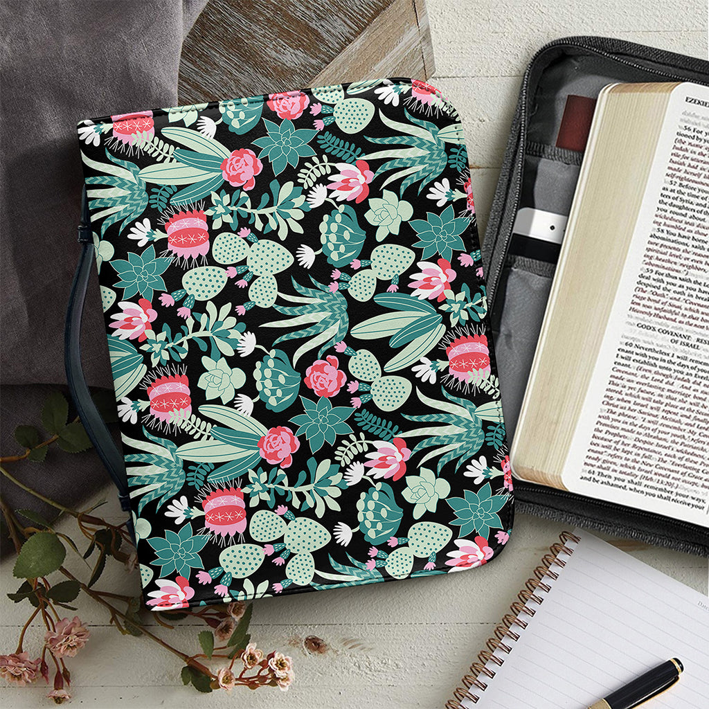 Cute Cactus And Succulent Print Leather Bible Cover