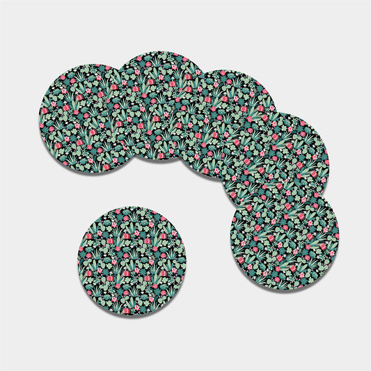 Cute Cactus And Succulent Print Leather Coaster Set